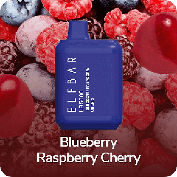 Одноразовый Pod Elf Bar Blueberry Raspberry Cherry LB5000 Disposable Pod Device 650mAh (перезаряжаемый) 5%
