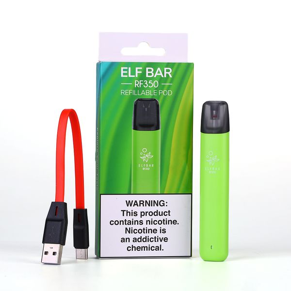 Багаторазова електронна сигарета Elf Bar RF350 Pod Starter Kit Green 350mAh. Картридж у комплекті