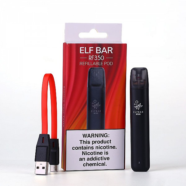 Багаторазова електронна сигарета Elf Bar RF350 Pod Starter Kit Black 350mAh. Картридж у комплекті