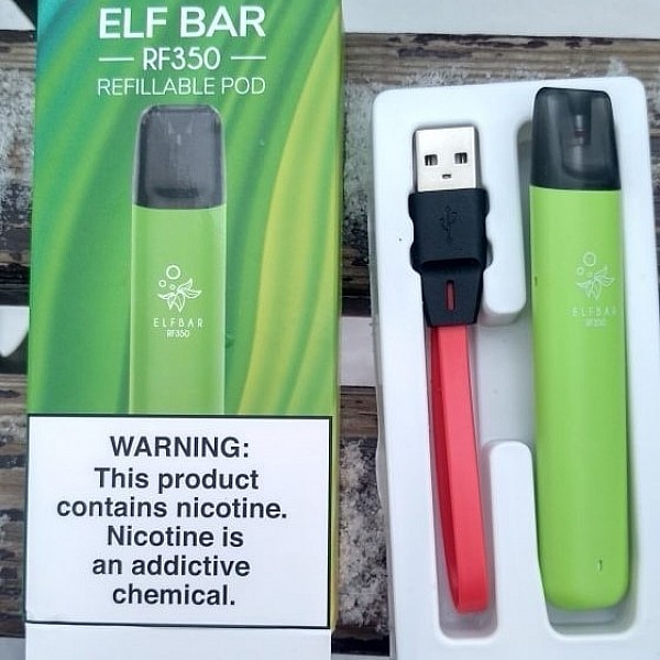 Багаторазова електронна сигарета Elf Bar RF350 Pod Starter Kit Green 350mAh. Картридж у комплекті