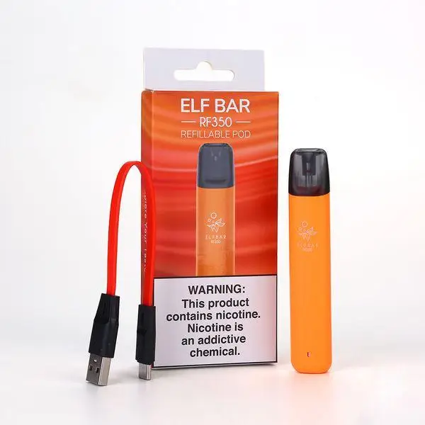 Многоразовая электронная сигарета Elf Bar RF350 Pod Starter Kit Orange 350mAh. Картридж в комплекте