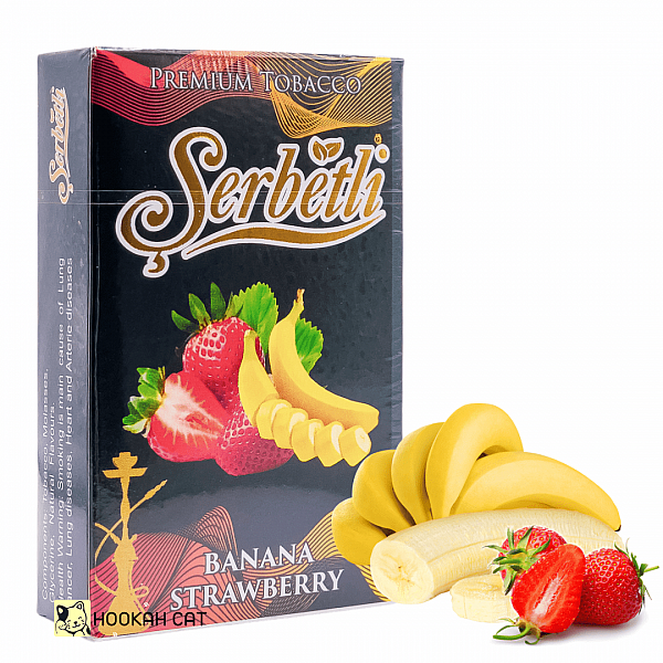 Табак для кальяна Serbetli Banana strawberry (Щербетли Банан Клубника) 50г